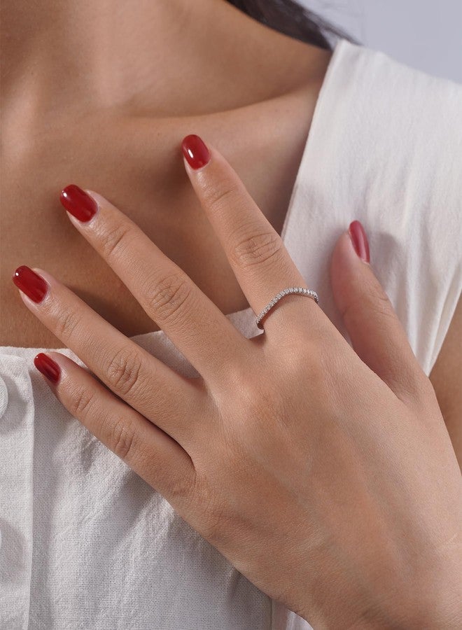 IMOLOVE IMOLOE Moissanite Wedding Bands for Women, 0.2 Carat Thin Eternity Anniversary Rings in 18K White Gold Plated Sterling Silver Size 7 Shine Bright, Spend Light - Image 4